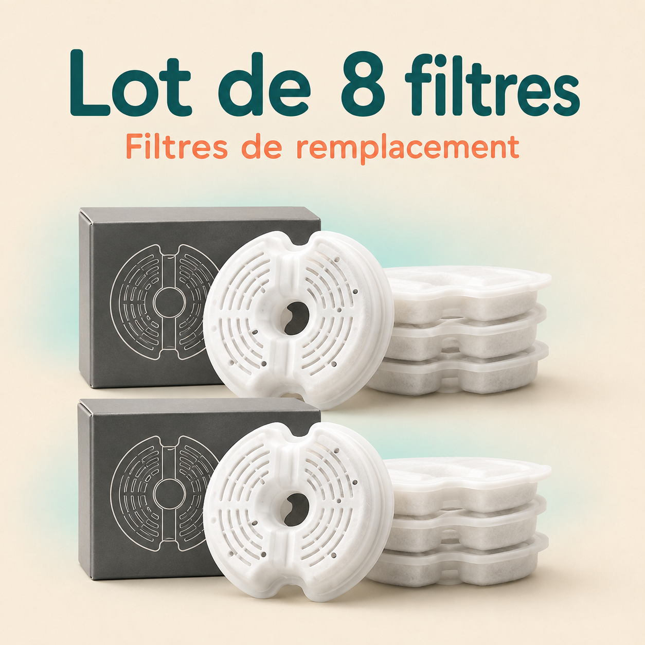 Filtres de Remplacement pour Fontaine à Eau Chien et Chat – Lot de 4 ou 8