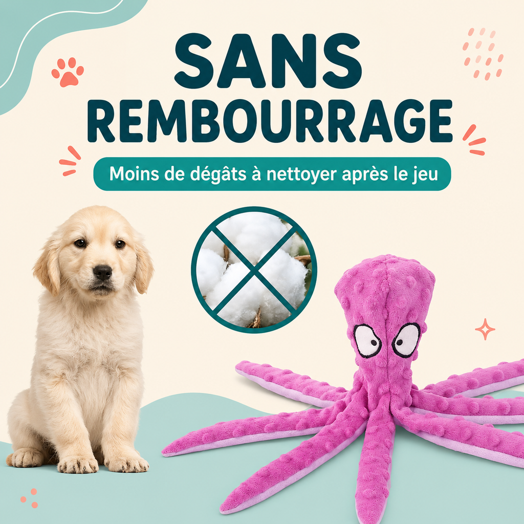 Jouet poulpe résistant à la mastication