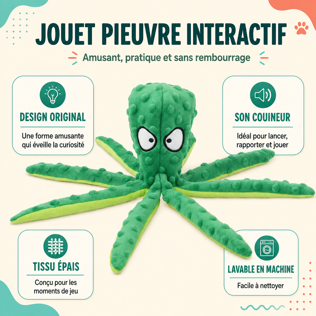 Jouet poulpe résistant à la mastication