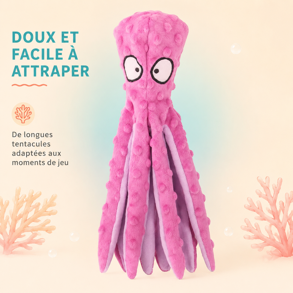 Jouet poulpe résistant à la mastication